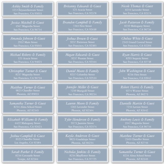 Eenvoudige Elegante Moderne Huwelijksgast Namen Ad Sticker (Voorkant)