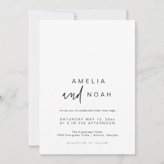 Eenvoudige elegante moderne kalligrafie bruiloft kaart (Voorkant)