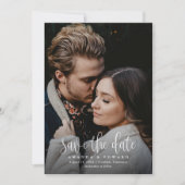 Eenvoudige elegante moderne kalligrafie foto save the date (Voorkant)