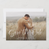 Eenvoudige Elegante Moderne Kalligrafie Script QR Save The Date (Voorkant)