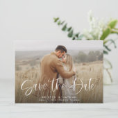 Eenvoudige Elegante Moderne Kalligrafie Script QR Save The Date (Staand voorkant)