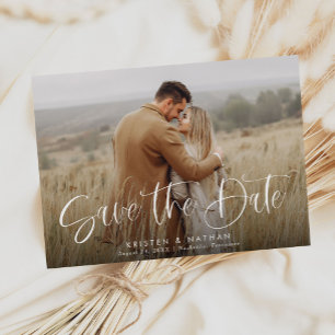 Eenvoudige Elegante Moderne Kalligrafie Script QR Save The Date