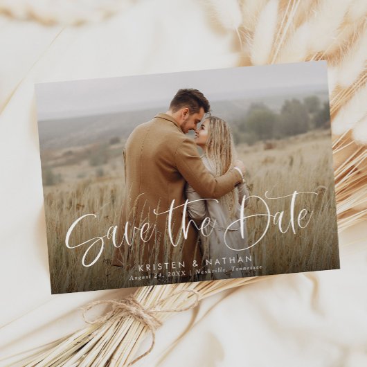 Eenvoudige Elegante Moderne Kalligrafie Script QR Save The Date