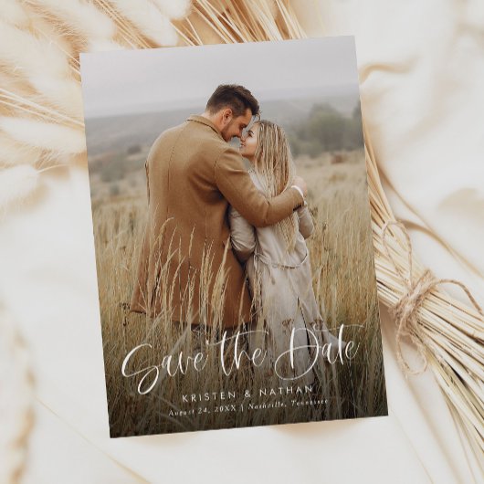 Eenvoudige Elegante Moderne Kalligrafie Script QR Save The Date