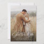 Eenvoudige Elegante Moderne Kalligrafie Script QR Save The Date (Voorkant)