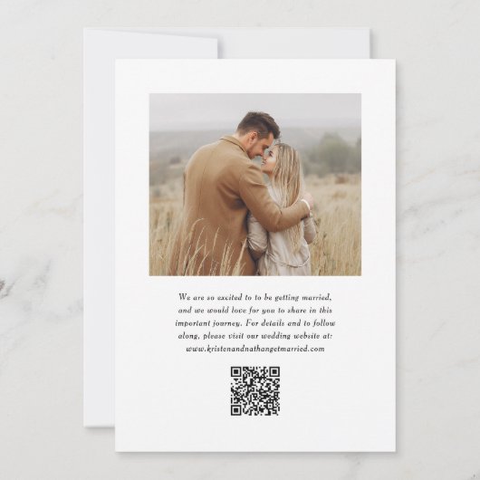 Eenvoudige Elegante Moderne Kalligrafie Script QR Save The Date (Achterkant)