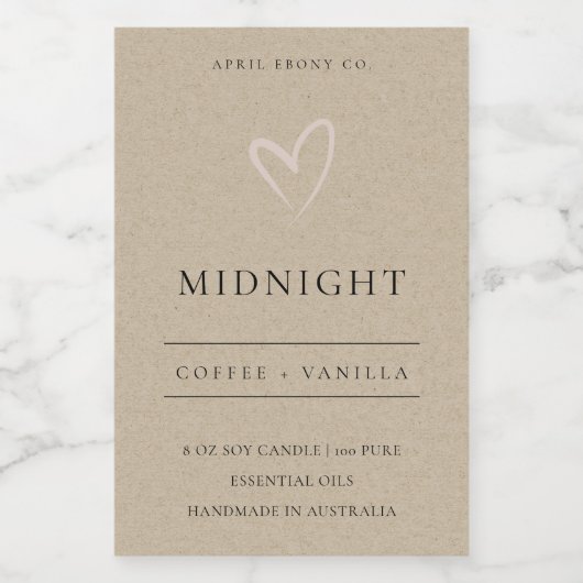 EENVOUDIGE ELEGANTE MODERNE KRAFT BLUSH HEART KAND VOEDSELCONTAINER ETIKET (Enkel label)