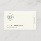 Eenvoudige elegante moderne Logo Dusty Blue Profes Visitekaartje (Voorkant)