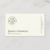 Eenvoudige Elegante Moderne Logo Green Professiona Visitekaartje (Voorkant)