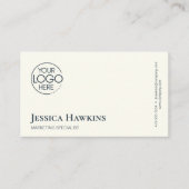 Eenvoudige Elegante Moderne Logo Navy Blue Profess Visitekaartje (Voorkant)