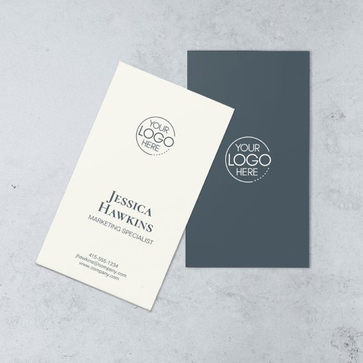 Eenvoudige Elegante Moderne Logo Navy Blue Profess Visitekaartje