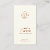 Eenvoudige Elegante Moderne Logo Oranje Profession Visitekaartje (Voorkant)