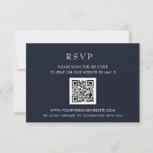 Eenvoudige Elegante Moderne Marine Huwelijk QR COD RSVP Kaartje (Voorkant)