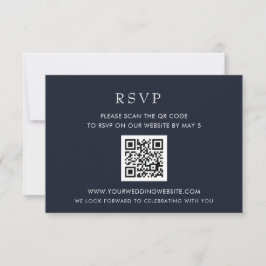 Eenvoudige Elegante Moderne Marine Huwelijk QR COD RSVP Kaartje