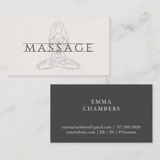 Eenvoudige elegante moderne massagetherapeut Lotus Visitekaartje (Voorkant / Achterkant)