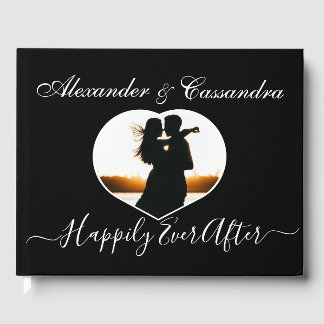 Eenvoudige Elegante moderne Minimal Zwart Wit brui Gastenboek