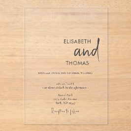 Eenvoudige elegante moderne minimalistische bruilo acryl uitnodigingen