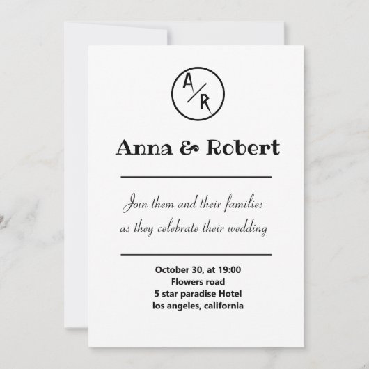 Eenvoudige elegante moderne minimalistische bruilo kaart (Voorkant)