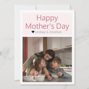 Eenvoudige Elegante Moderne Moederdag Foto Naam Feestdagenkaart