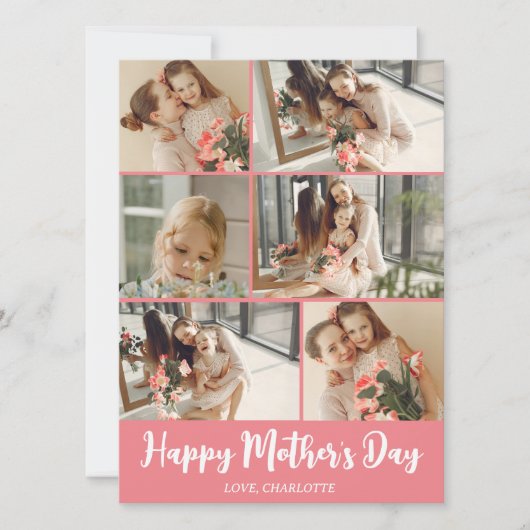 Eenvoudige Elegante Moderne Moederdag Fotocollage Feestdagenkaart (Voorkant)
