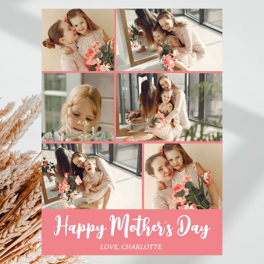 Eenvoudige Elegante Moderne Moederdag Fotocollage Feestdagenkaart