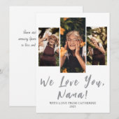 Eenvoudige elegante moderne Moederdag oma 3 foto Feestdagenkaart (Voorkant / Achterkant)