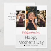 Eenvoudige elegante moderne Moederdag oma 3 foto Feestdagenkaart (Voorkant / Achterkant)