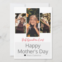 Eenvoudige elegante moderne Moederdag oma 3 foto Feestdagenkaart