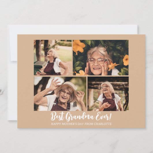 Eenvoudige elegante moderne Moederdag oma 4 foto Feestdagenkaart (Voorkant)