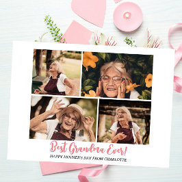 Eenvoudige elegante moderne Moederdag oma 4 foto Feestdagenkaart