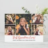 Eenvoudige elegante moderne Moederdag oma 5 foto Feestdagenkaart (Staand voorkant)