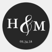 Eenvoudige Elegante Moderne Monogram Bruiloft Ronde Sticker (Voorkant)