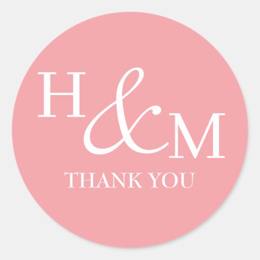 Eenvoudige Elegante Moderne Monogram Bruiloft Ronde Sticker (Voorkant)