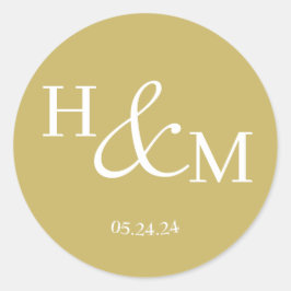 Eenvoudige Elegante Moderne Monogram Getrouwde Bru Ronde Sticker
