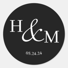 Eenvoudige Elegante Moderne Monogram Getrouwde Bru Ronde Sticker