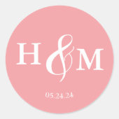 Eenvoudige Elegante Moderne Monogram Huwelijk Ronde Sticker (Voorkant)