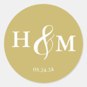 Eenvoudige Elegante Moderne Monogram Huwelijk Ronde Sticker (Voorkant)