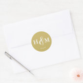 Eenvoudige Elegante Moderne Monogram Huwelijk Ronde Sticker (Envelop)