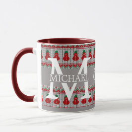 Eenvoudige Elegante Moderne Monogram Kerstvakantie Mok