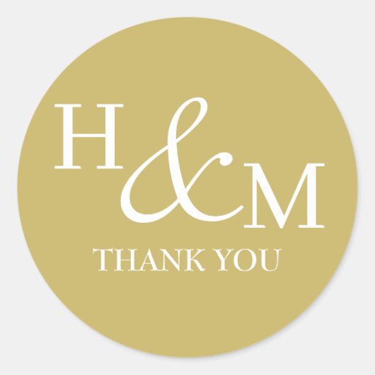 Eenvoudige Elegante Moderne Monogram Trouw Ronde Sticker (Voorkant)