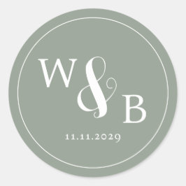 Eenvoudige Elegante Moderne Monogram Trouw Ronde Sticker