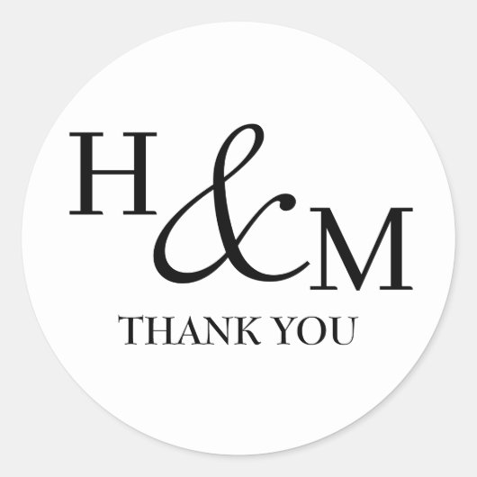 Eenvoudige Elegante Moderne Monogram Trouwdag Ronde Sticker (Voorkant)
