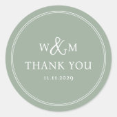 Eenvoudige Elegante Moderne Monogram Trouwkaart Ronde Sticker (Voorkant)