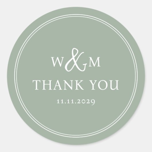 Eenvoudige Elegante Moderne Monogram Trouwkaart Ronde Sticker (Voorkant)