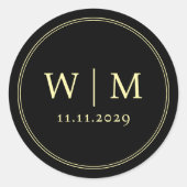 Eenvoudige Elegante Moderne Monogrammed Bruiloft Ronde Sticker (Voorkant)