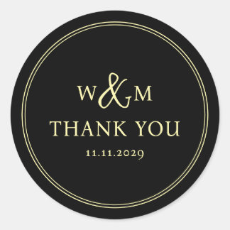 Eenvoudige Elegante Moderne Monogrammed Bruiloft Ronde Sticker
