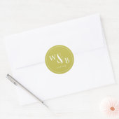 Eenvoudige Elegante Moderne Monogrammed Bruiloft Ronde Sticker (Envelop)