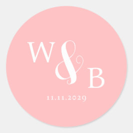 Eenvoudige Elegante Moderne Monogrammed Bruiloft Ronde Sticker