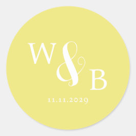 Eenvoudige Elegante Moderne Monogrammed Bruiloft Ronde Sticker