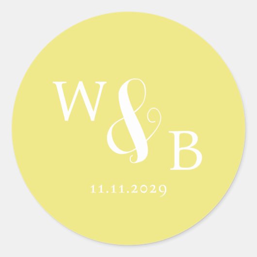Eenvoudige Elegante Moderne Monogrammed Bruiloft Ronde Sticker (Voorkant)